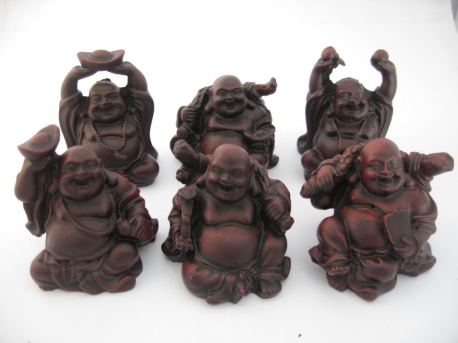 Groothandel - 8cm Boeddha set Rood 6 stuks zittend