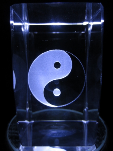 3d laserblok met ying en yang