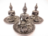 Tibetaans Boeddha set van 3 wierookhouders zilver