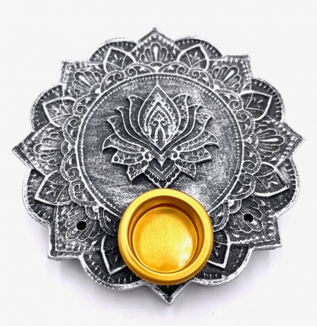 Lotus wierook houder rond zilver (6 stuks)