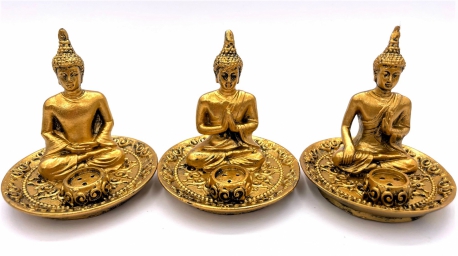 Tibetaans Boeddha set van 3 wierookhouders goud