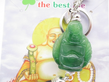 lachende boedddha sleutelhanger groen