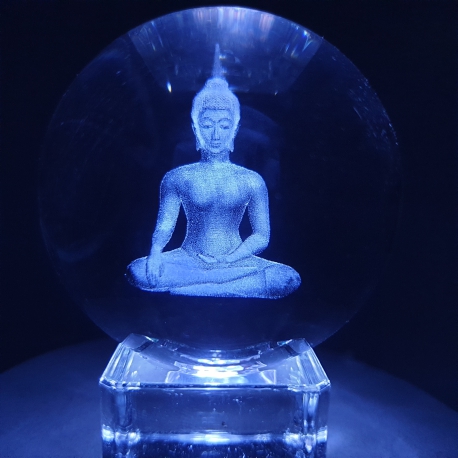 Groothandel - Kristal laser bol Thaise Boeddha 8cm