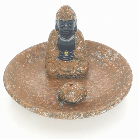 Wierookhouder Boeddha op schaaltje licht bruin