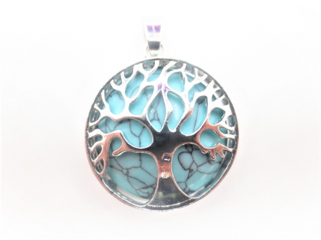 Edelsteen Tree of Life Pendant - Turquoise