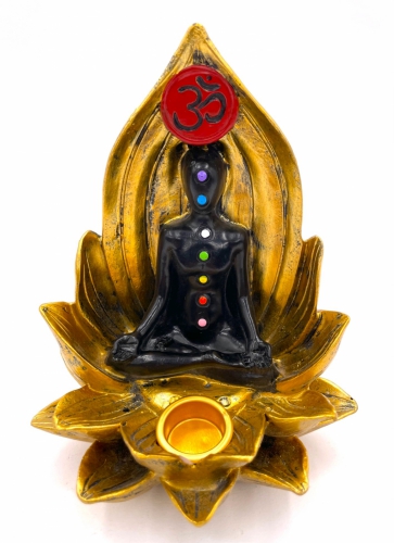 Lotus 7 Chakra meditatie OM wierook houder goud