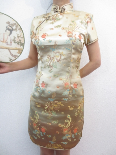 Korte jurk Draak/Phoenix goud maat 36