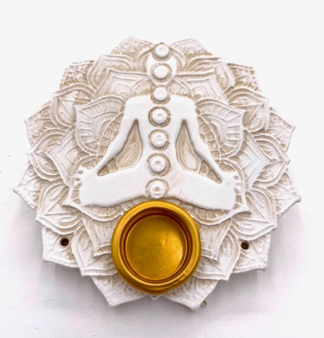 7 Chakra Lotus wierook houder rond wit (6 stuks)