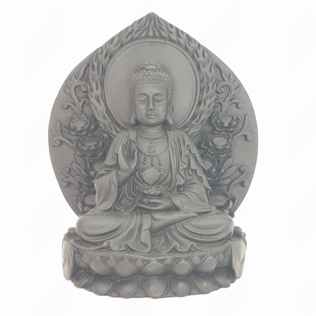 Groothandel - Boeddha Zwart zittend op lotustroon voor wand 