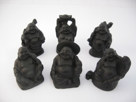 Groothandel - 5cm Boeddha set 6 stuks Zwart