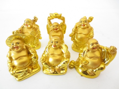 Groothandel - 5cm Boeddha set Goud 6 stuks