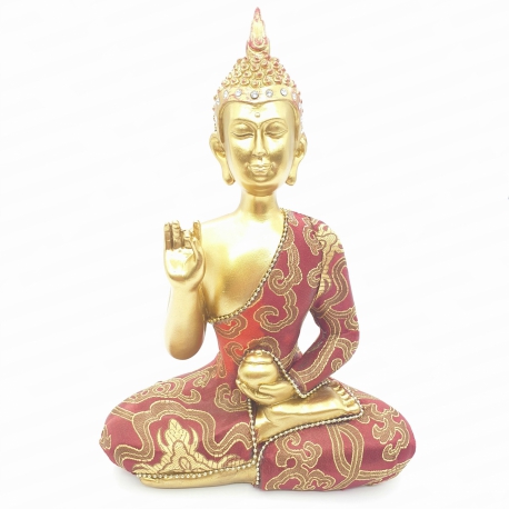 Thaise Boeddha met potje goud/rood