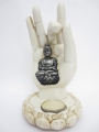 Witte Boeddha hand wierook/theelichthouder