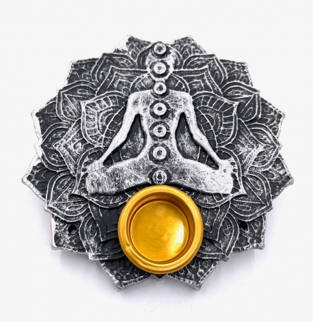 7 Chakra Lotus wierook houder rond zilver (6 stuks)