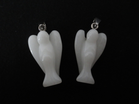 Engel edelsteen pendant set groot (2st) - Wit Marmer