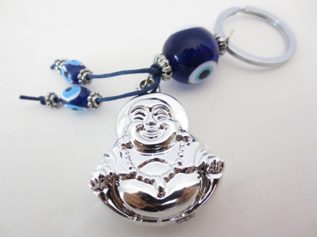 blauwe boze oog sleutelhanger met Boeddha II set van 6