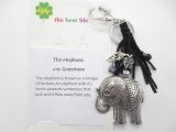 Zilver olifant met zwart sleutelhanger