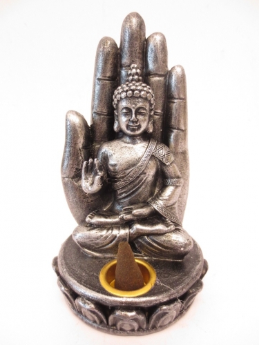 Wierookhouder Boeddha met hand zilver middel