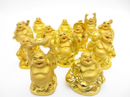 Groothandel - 5cm Boeddha set Goud 12 stuks 