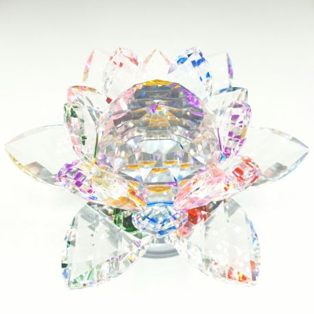 Gemixed Kristal lotus op standaard 12cm
