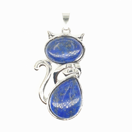 Edelsteen Kat Pendant - Lapis Lazuli