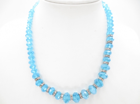 kristal ketting met diamant blauw