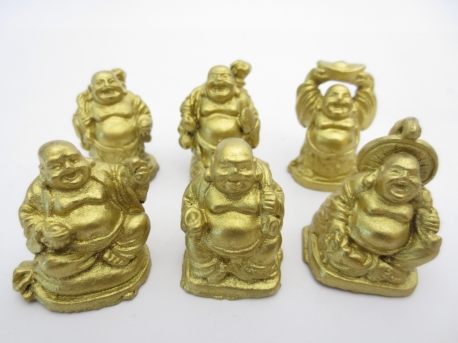 Groothandel - 3cm mini Boeddha Set Goud 6 stuks