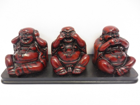 groothandel - Boeddha Rood op plaat zittend horen zien zwijgen