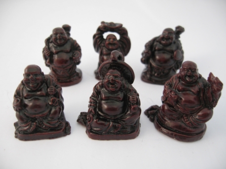 Groothandel - 3cm mini Boeddha Set Rood 6 stuks