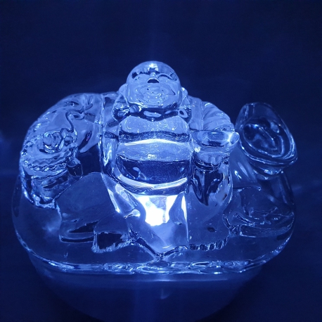 Kristallen glazen Chinese boedha met goudklomp 