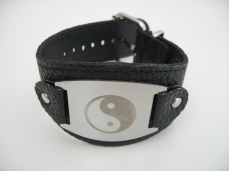 Armband met metaal plaat Yin Yang