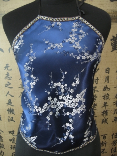 Chinese topje met bloemen (blauw)