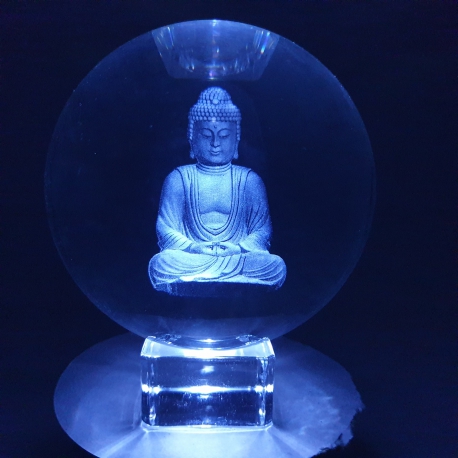 Groothandel - Kristal laser bol Meditatie Boeddha 8cm