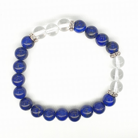 Groothandel - 8mm armband Lapis Lazuli met Diamant en cadeau doos
