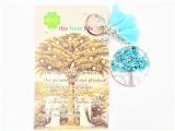 Tree of Life sleutelhanger turquoise met uil