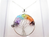 Groothandel Gemstone Tree of Life Pendants Chakra Necklace 