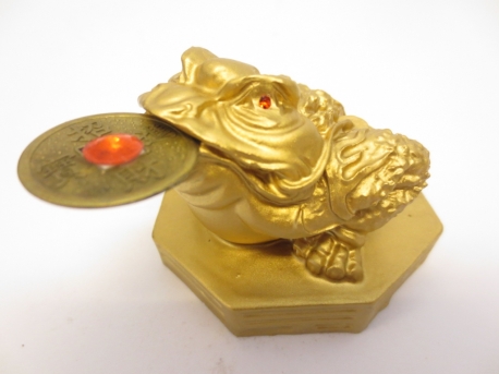 Feng Shui Kikker Goud met geluksmuntje