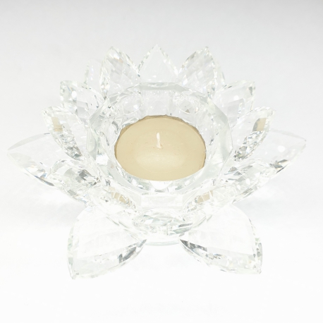 Kristal Groothandel - theelichtje in kristal lotus 15 cm