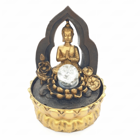 Groothandel - Meditatie Led Verlichting Thai Boeddha Lotus en Goud Fontein Klein