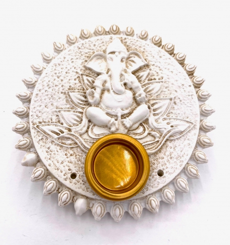 Ganesha wierook houder rond wit (6 stuks)