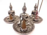Tibetaans Boeddha set van 3 wierookhouders zilver