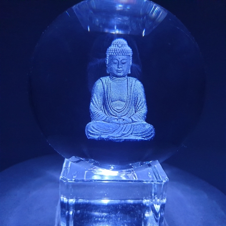 Groothandel - Kristal laser bol Meditatie Boeddha 6cm