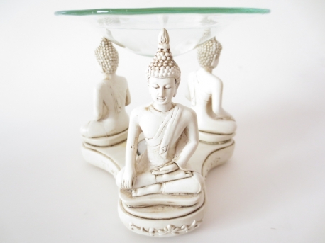 3 witte Thaise boeddha's oliebrander