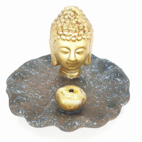 Groothandel - gouden Thaise Boeddhahoofd wierookhouder Blauw/Bruin
