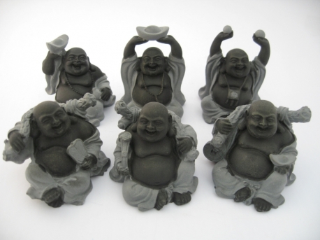 Groothandel - 8cm Boeddha Set Hematiet 6 stuks zittend
